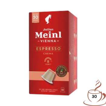 Julius Meinl Inspresso Espresso Crema 8 XL, Nespresso-kompatibel, kompostierbar, 30 Kaffeekapseln à 5,6 g